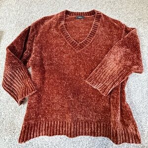 ZARA Women’s Oversized Chenille Knit Sweater Small – Rust Orange – Cozy & Chunky